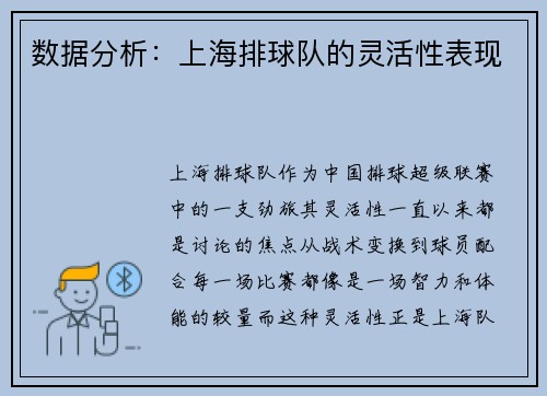 数据分析：上海排球队的灵活性表现